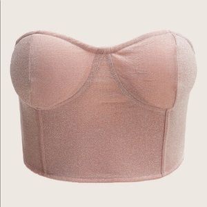 SHEIN Pink Glitter Bustier Tube Top